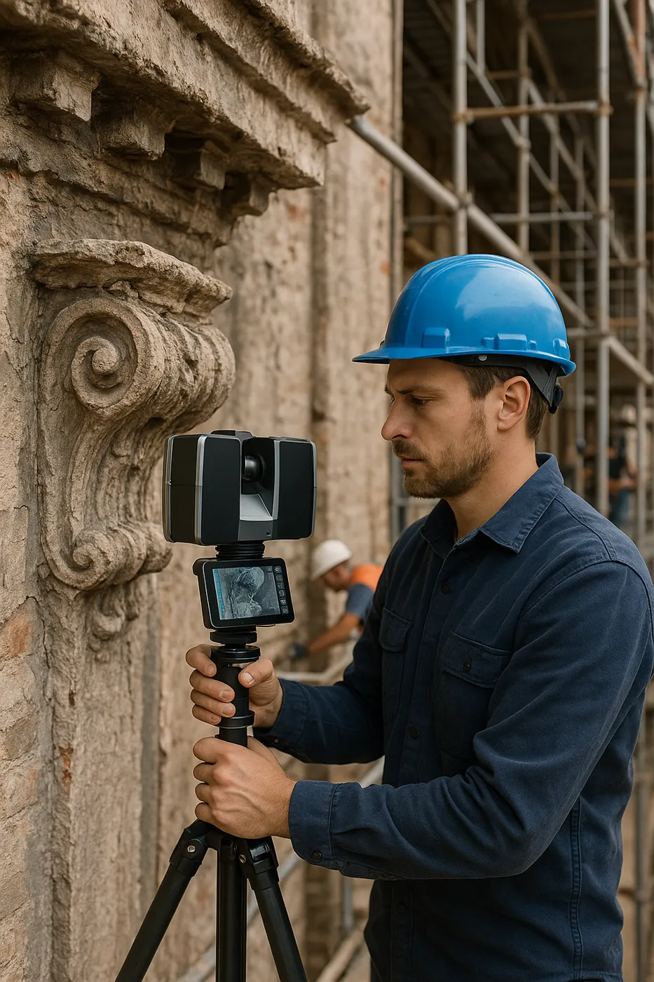 Scansione 3D di un decoro in facciata